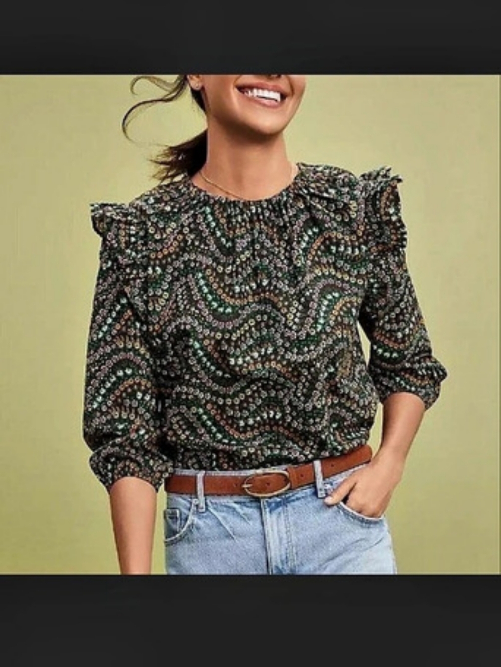 LOFT Floral Blouse in Black & Multicolor